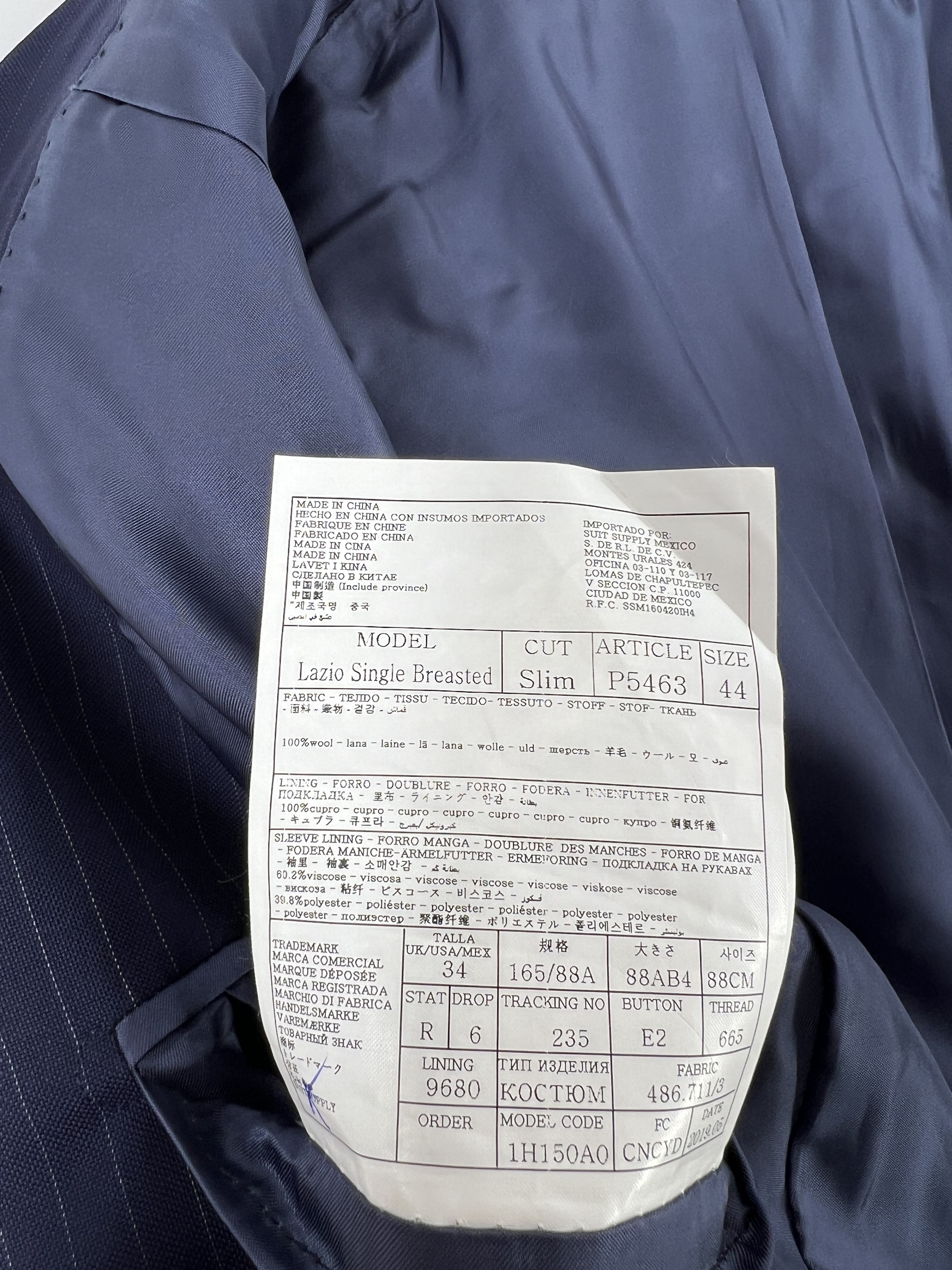 Suitsupply Lazio Wool Formal Blazer Waistcoat Suit EU:44; UK/US:34R Size 34R - 10 Thumbnail
