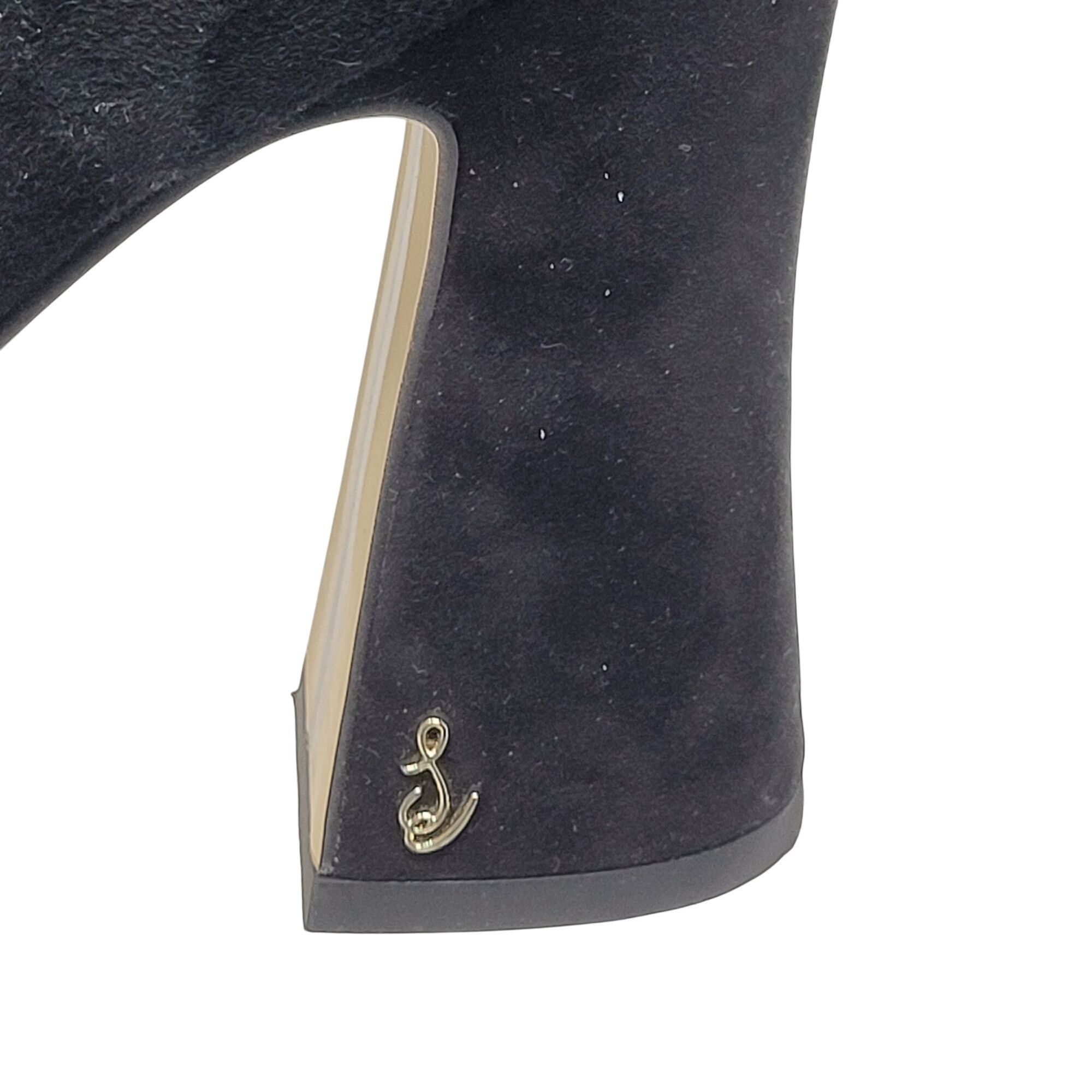 Designer Sam Edelman Jaye Black Suede Leather High Heel Womens Ankle Size US 8 / IT 38 - 4 Thumbnail