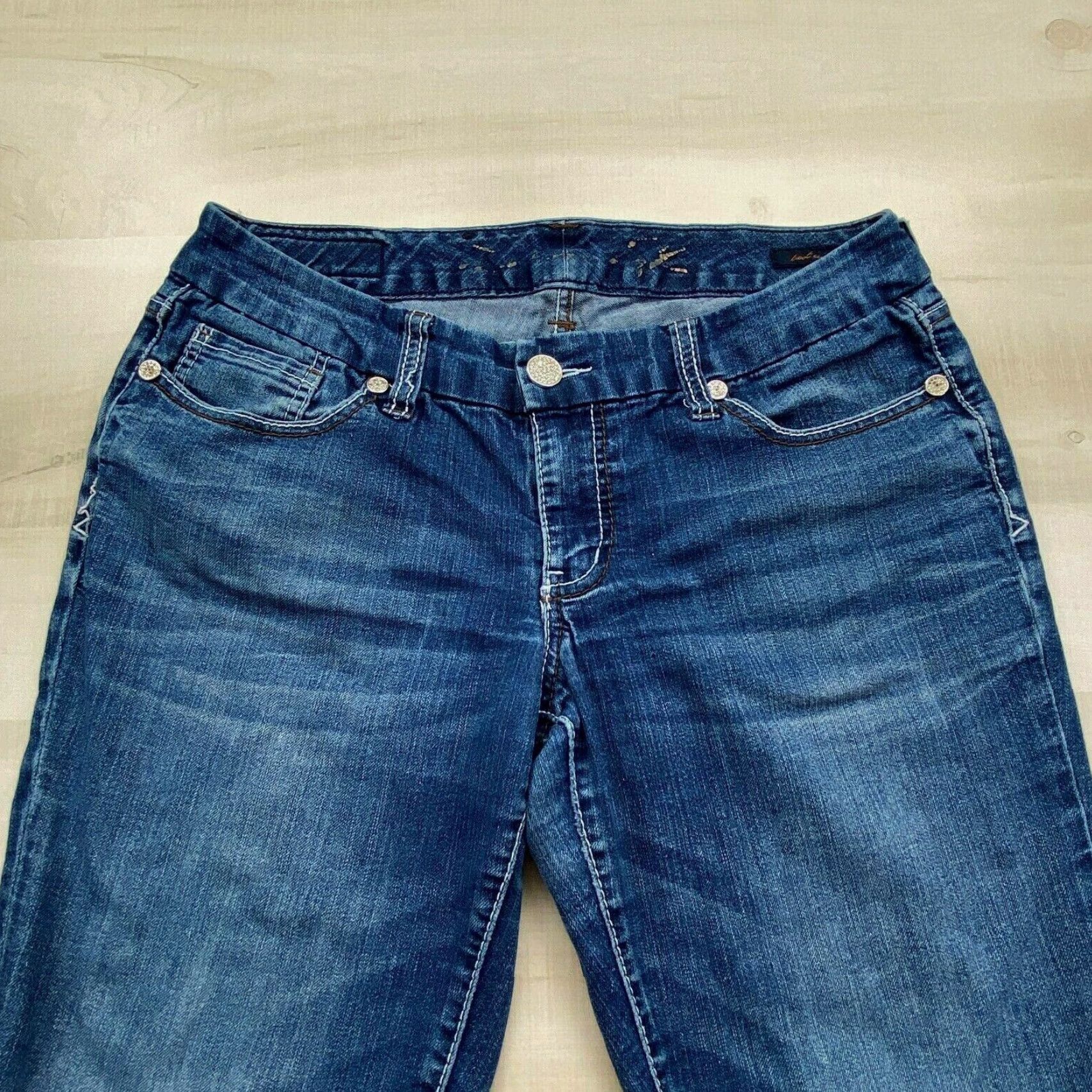Vintage Seven7 Womens Bootcut Jeans 10 Extra Large 29x28 Mid Rise Medium Wash Embellished Pockets Size 32" / US 10 / IT 46 - 2 Thumbnail