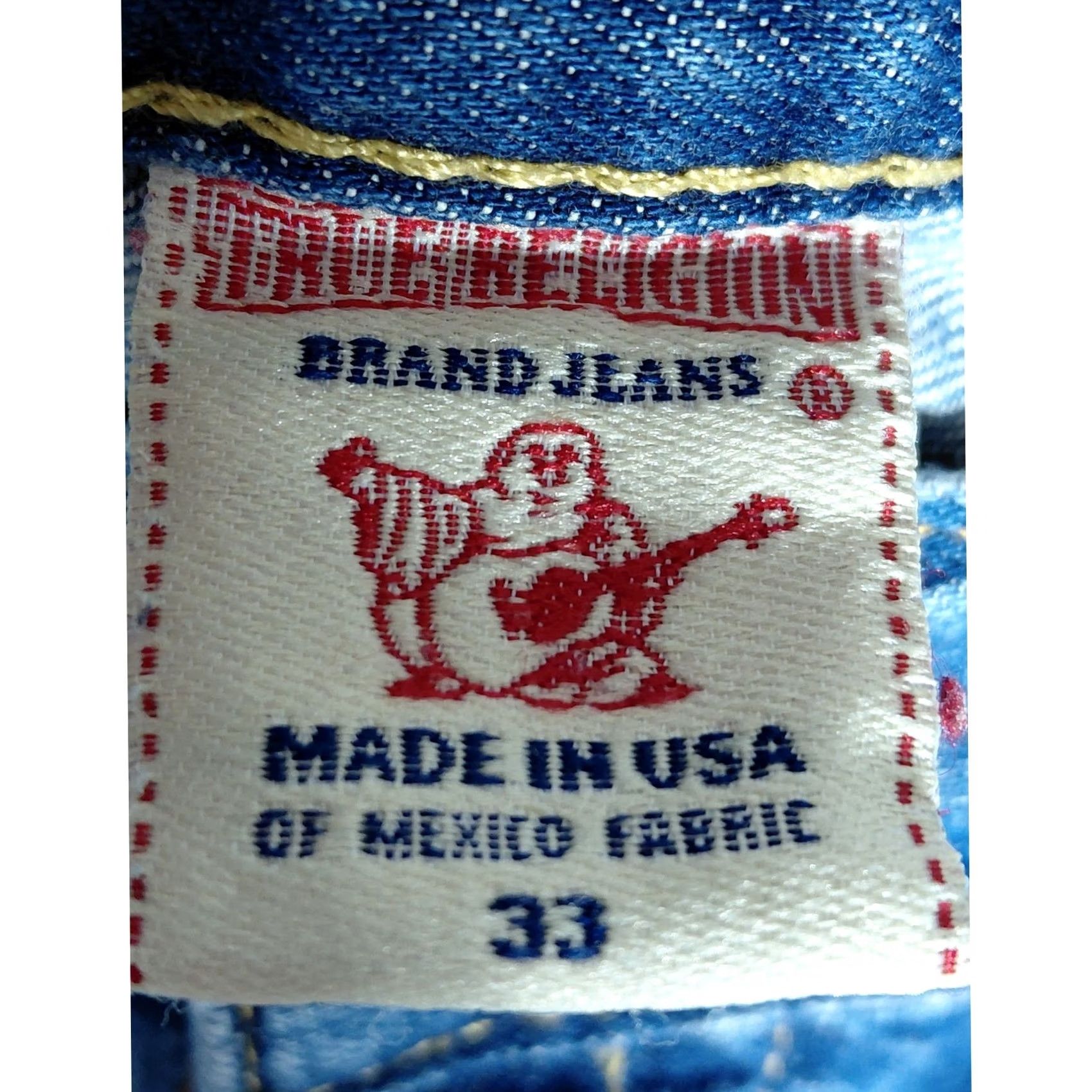 True Religion True Religion Jeans Slim Made in USA Blue Denim Men 33 Regular Inseam 30 Button Logo Straight Everyday Casual Belt Loop Sungold? Size US 33 - 4 Thumbnail