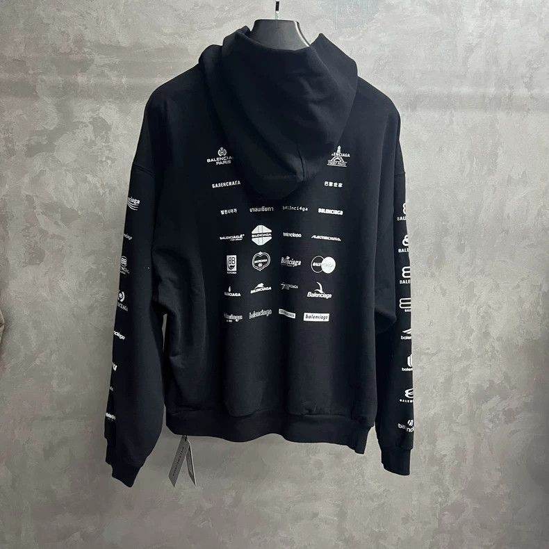 Balenciaga Balenciaga Black Logo Hoodie with Multiple Prints-2506 Size US XS / EU 42 / 0 - 6 Thumbnail