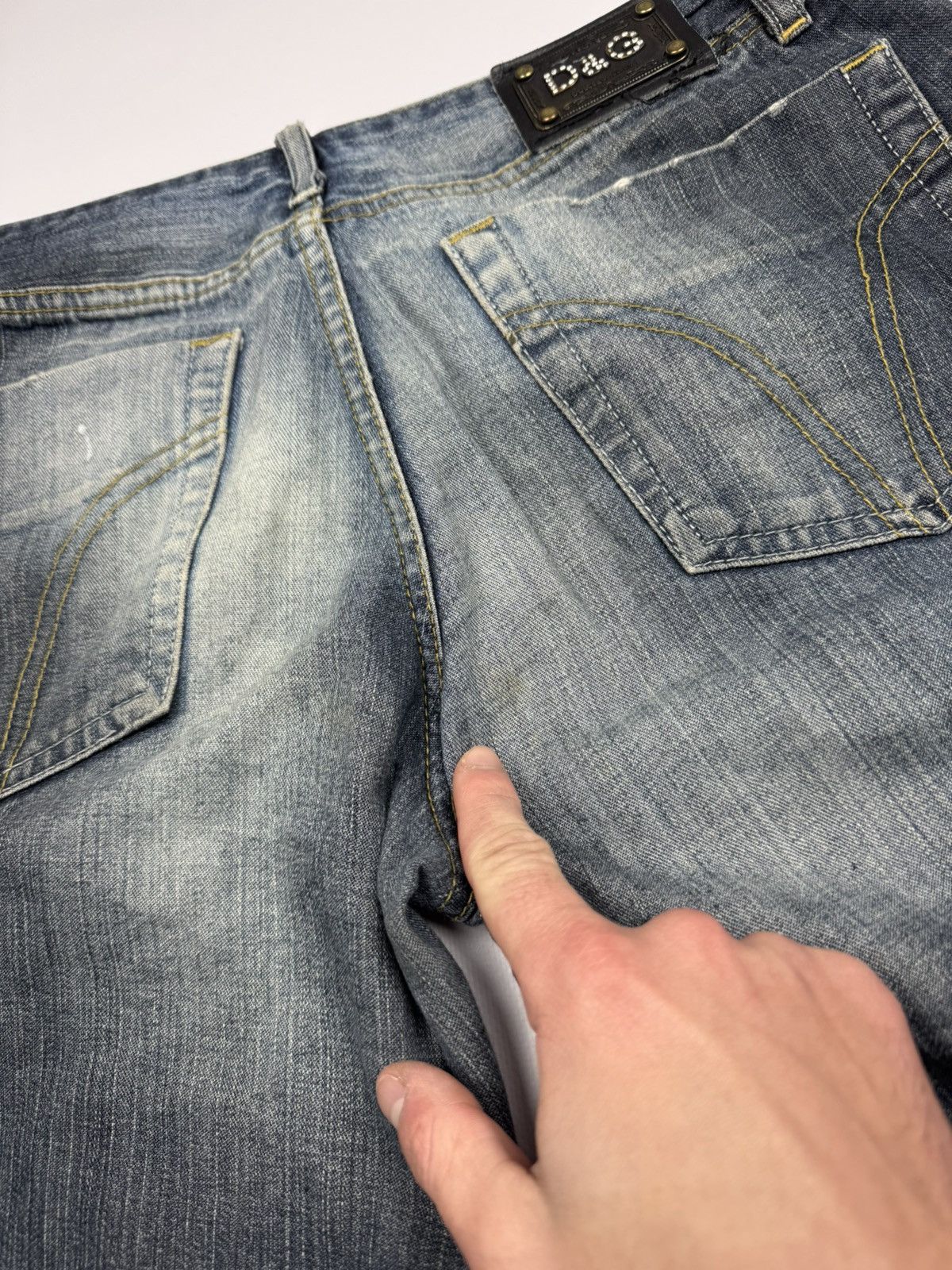 Dolce & Gabbana Vintage 00s Dolce Gabbana Flared Distressed Y2k Jeans Size 31" - 6 Thumbnail