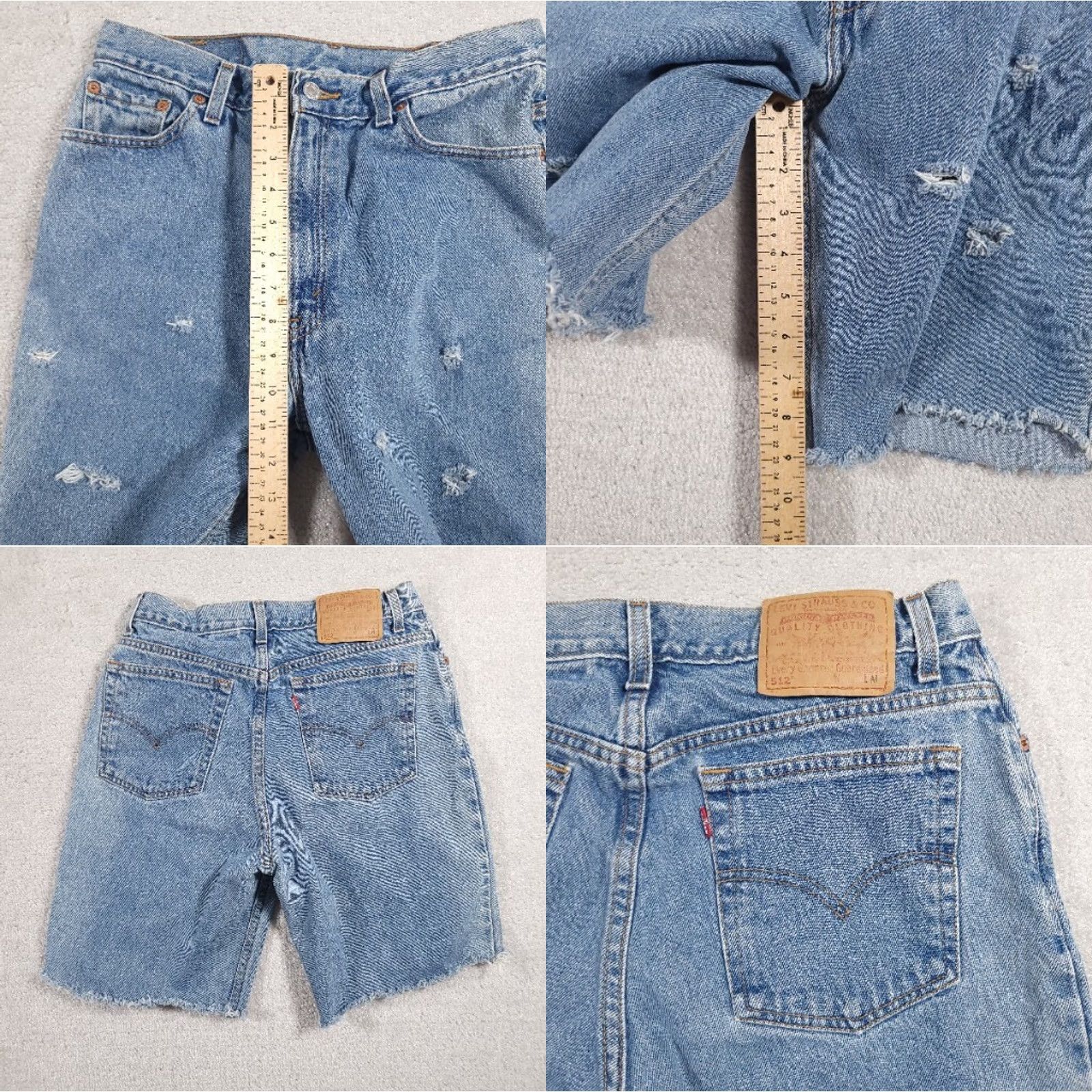 Levi's Levi's 512 DIY Cutoff Shorts Women 12 Reg M Slim Fit Distressed Blue 5-Pocket Denim Distressed Bermuda Slimming Medium Wash Spring Summer Fall Women Size 34" / US 12 / IT 48 - 8 Thumbnail