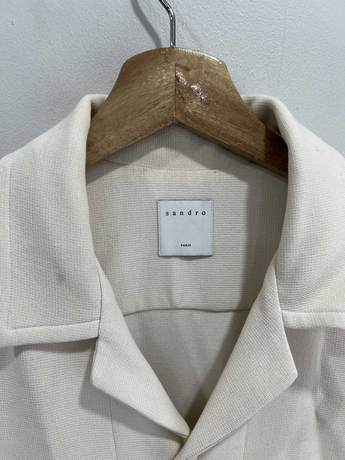 Sandro Sandro Paris Short Sleeve Cream Button Shirt camp collar Size US M / EU 48-50 / 2 - 4 Thumbnail
