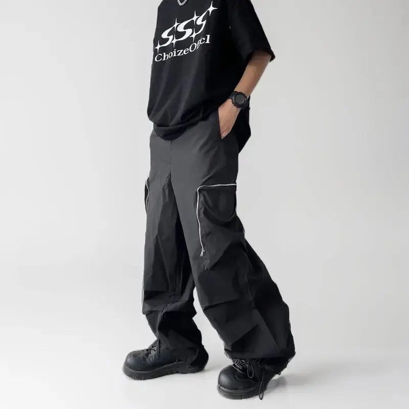 Japanese Brand Baggy Cargo Pants Straight Casual Harajuku Y2K Style Pockets Size US 34 / EU 50 - 3 Thumbnail