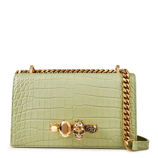 Alexander McQueen o1g2r1mq0824 Size: OS / Crocodile Effect Jewelled in Sage Size ONE SIZE - 1 Thumbnail