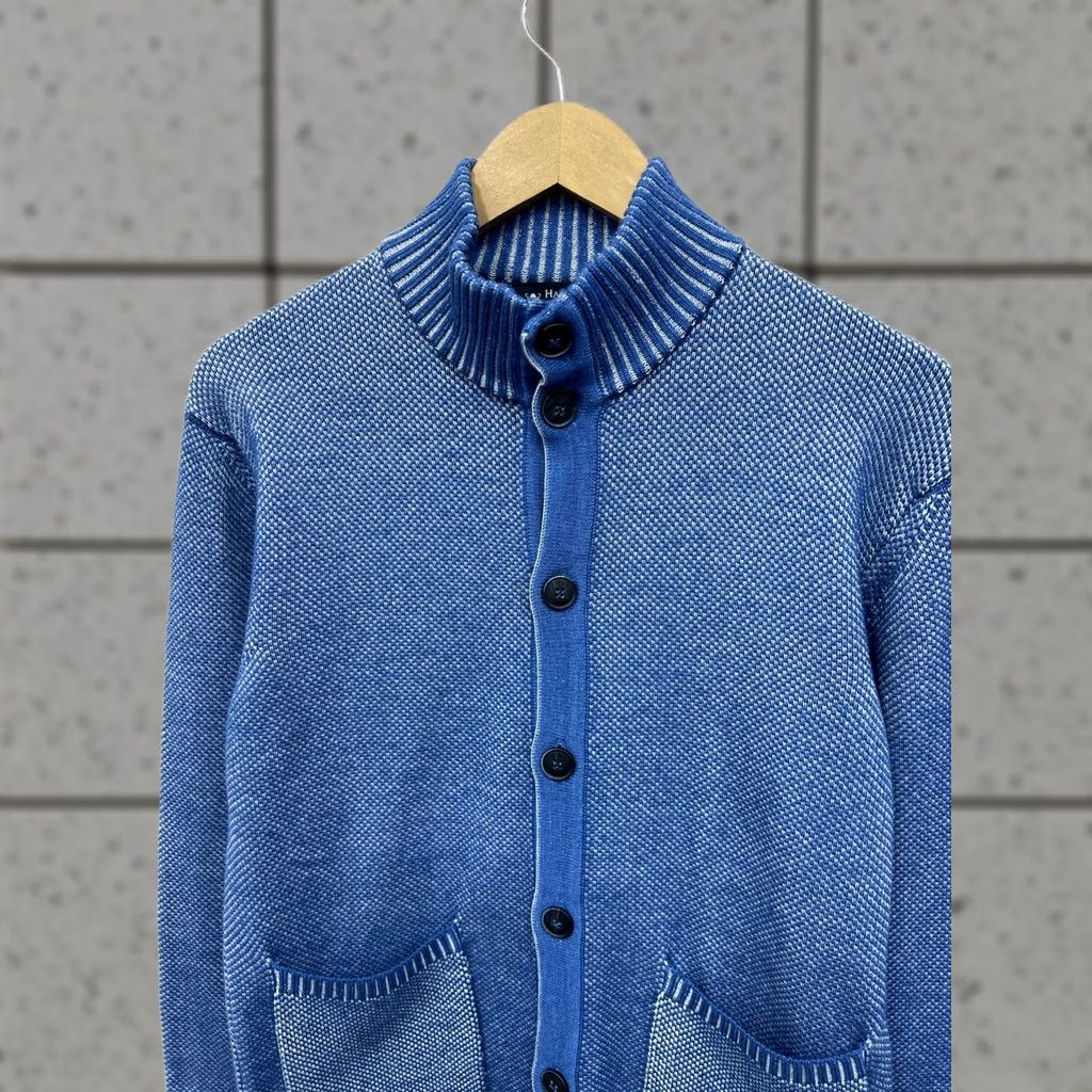 Hackett Hackett London Cardigan Sweater Wool Cotton Size S Blue Mens Regular Long Sleeve High Neck Silk? (note: no additional text) Size US S / EU 44-46 / 1 - 1 Thumbnail
