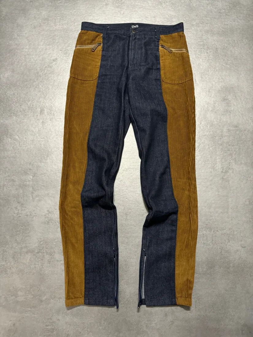 Dolce & Gabbana × Vintage 2000s Dolce & Gabbana Brut Denim Jeans & Velvet Hybride Pants Size US 30 / EU 46 - 4 Thumbnail