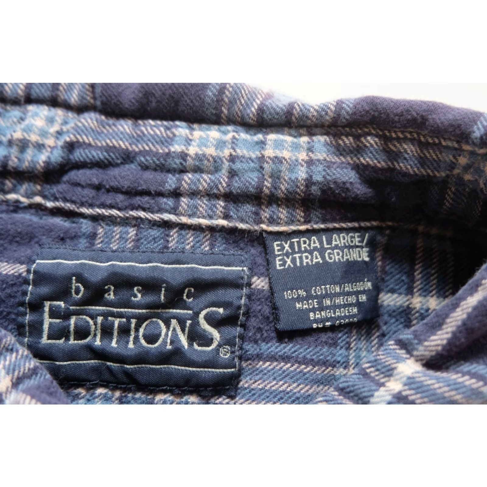 Basic Editions VINTAGE BASIC EDITIONS PLAID SHIRT Button-Up XL Men's Flannel 90s Casual Distressed Blue Long Sleeve Size US XL / EU 56 / 4 - 5 Thumbnail