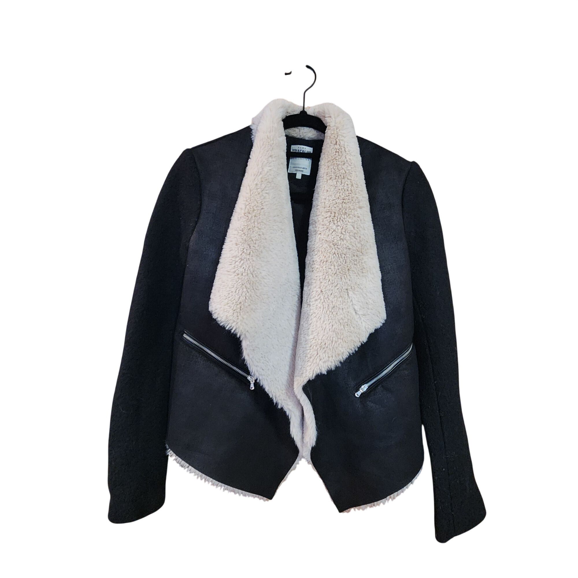 Zara Zara Trafaluc Black Faux Leather & Faux Fur Shearling Jacket Size M / US 6-8 / IT 42-44 - 1 Thumbnail