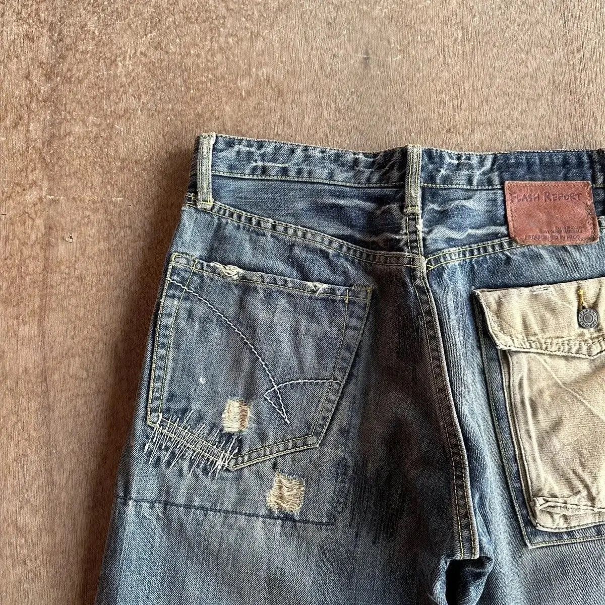 Japanese Brand SUPER SICKS 🔥FLASH REPORT Japan Jean Patchwork Denim Pants Size US 31 - 13 Thumbnail