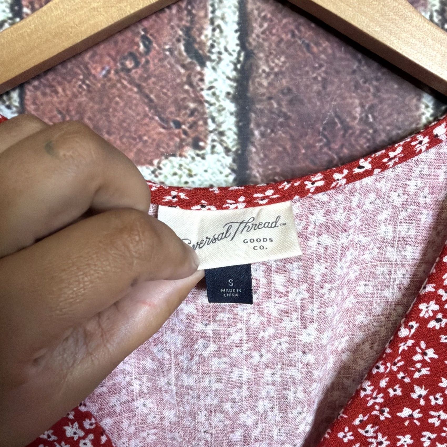 Vintage UNIVERSAL THREAD DRESS Womens S Red Floral PEASANT A-LINE Button-Up Rayon/Linen Ditsy Size S / US 4 / IT 40 - 3 Thumbnail