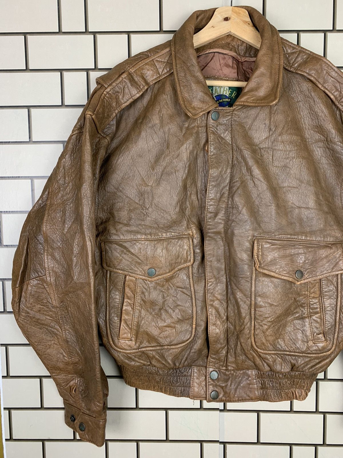 14th Addiction Vintage Japanese Brand Leather Bomber Jacket Size US L / EU 52-54 / 3 - 7 Thumbnail