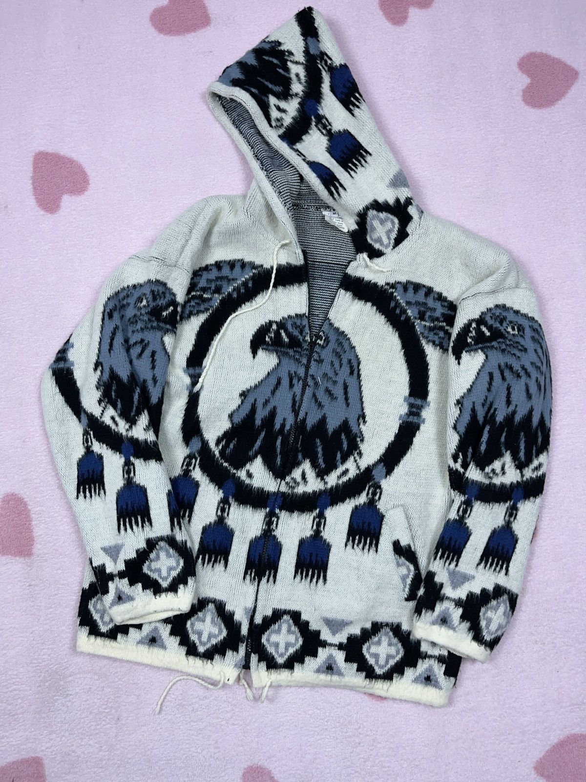 Native × Vintage ➕ vintage Ecuador Navajo native eagle fuzzy zip up sweater Size US M / EU 48-50 / 2 - 1 Thumbnail