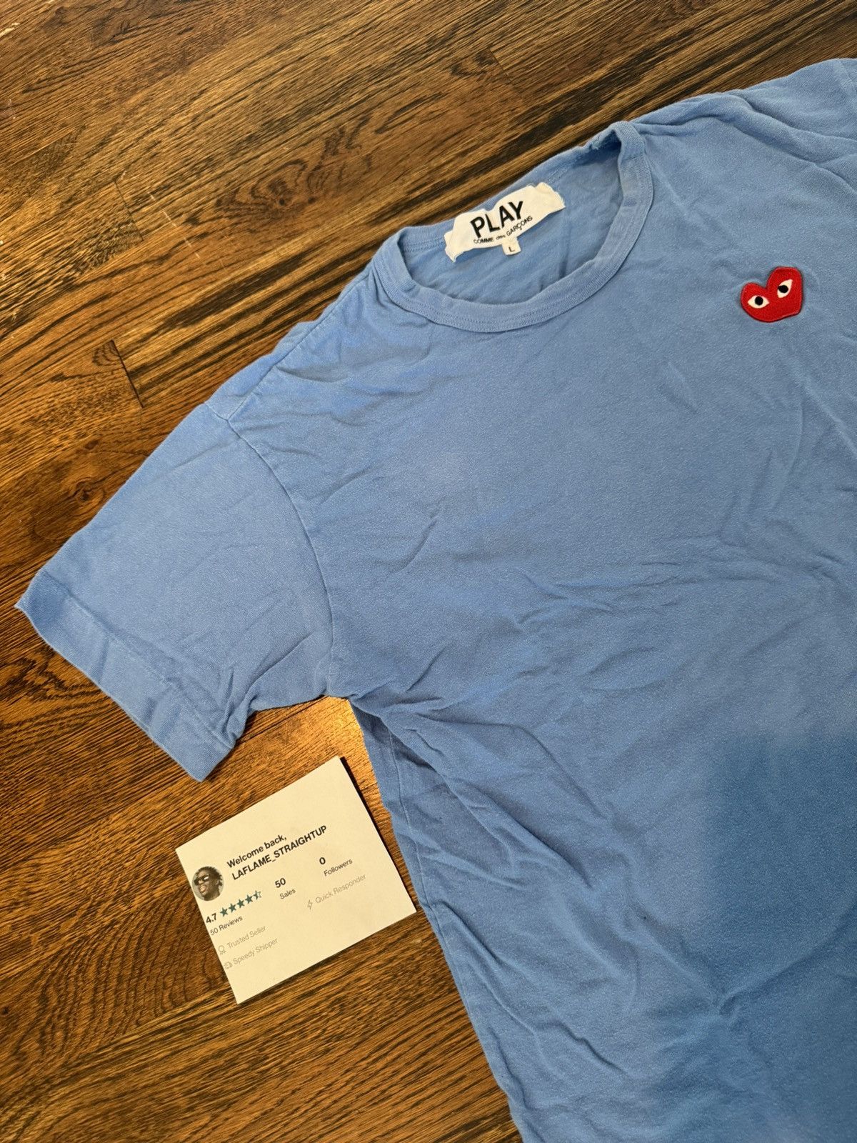 Comme des Garcons Comme des Garçons Light Blue Play Tee Size US L / EU 52-54 / 3 - 2 Thumbnail