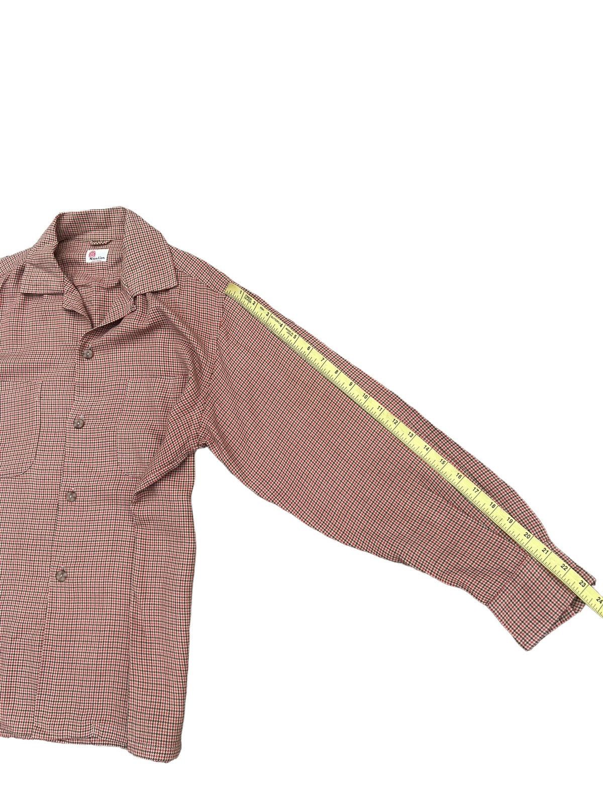 Flannel Vintage 50s Sun Lion Open Collar Houndstooth Flannel Size US M / EU 48-50 / 2 - 3 Thumbnail
