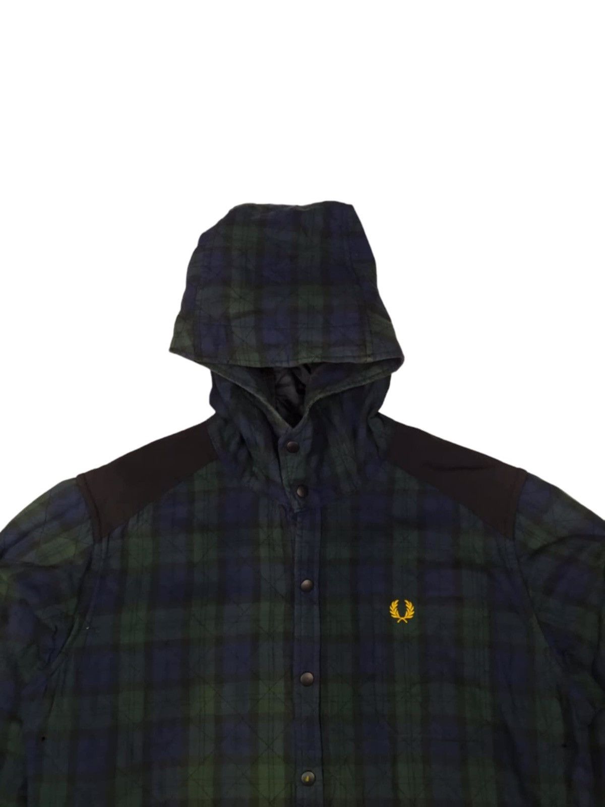 Fred Perry × Vintage VINTAGE Fred Perry Quilte Distressed Hooded Jacket Size US XL / EU 56 / 4 - 2 Thumbnail