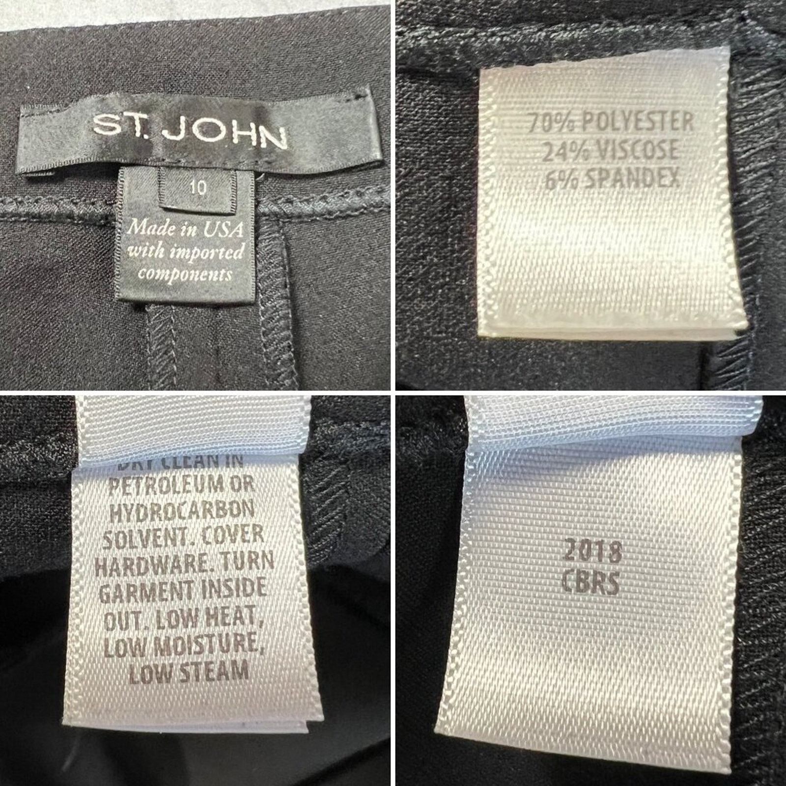St. John St. John Black Pintuck High Rise Tapered Trousers Size 10 Size 32" / US 10 / IT 46 - 3 Thumbnail