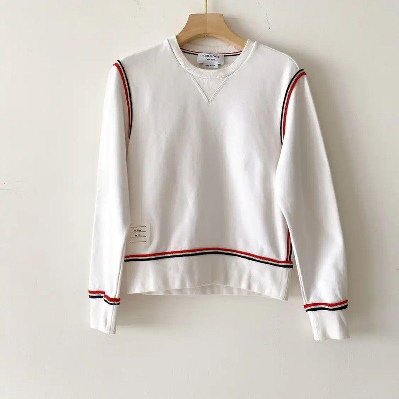 Thom Browne White Cotton Long Sleeve Sweatshirt 0089