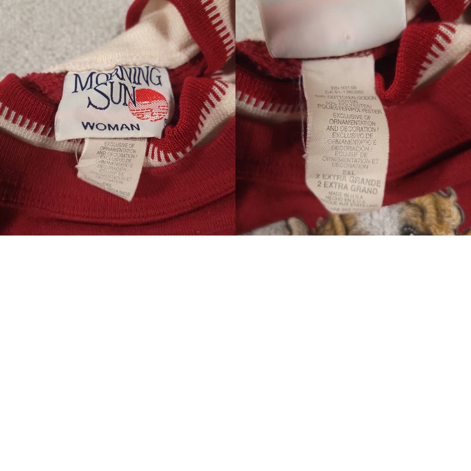 Vintage VINTAGE Morning Sun Sweatshirt Women 2XL Red Puppies Dogs Made In USA Ladies Pullover Crew Neck Knit Cotton Blend Silhouette Regular Size XXL / US 16-18 / IT 52-54 - 9 Thumbnail