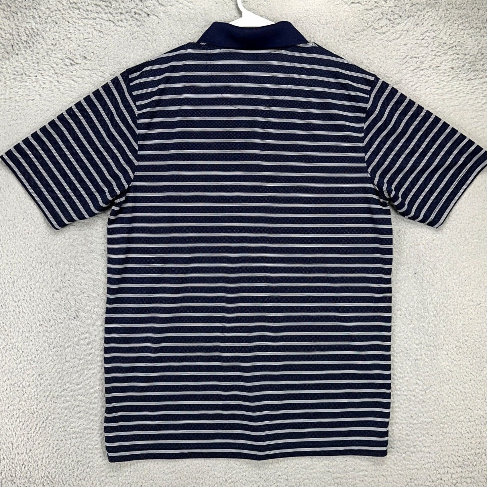Vintage Knights Apparel Polo Shirt Men Large Navy White Stripe Rugby Short Sleeve Collared Breathable Pockets Size US L / EU 52-54 / 3 - 3 Thumbnail