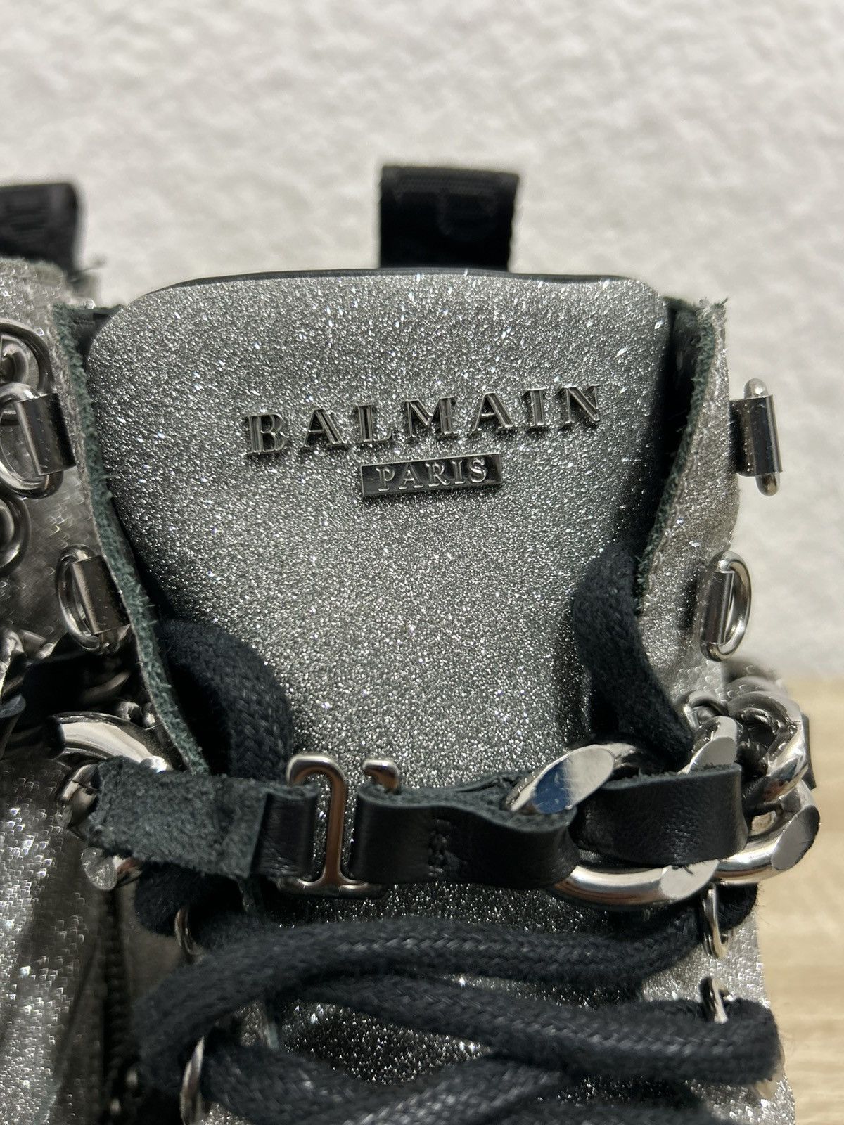 Balmain Balmain Silver Glitter Chain Combat Boots Size US 9 / IT 39 - 4 Thumbnail