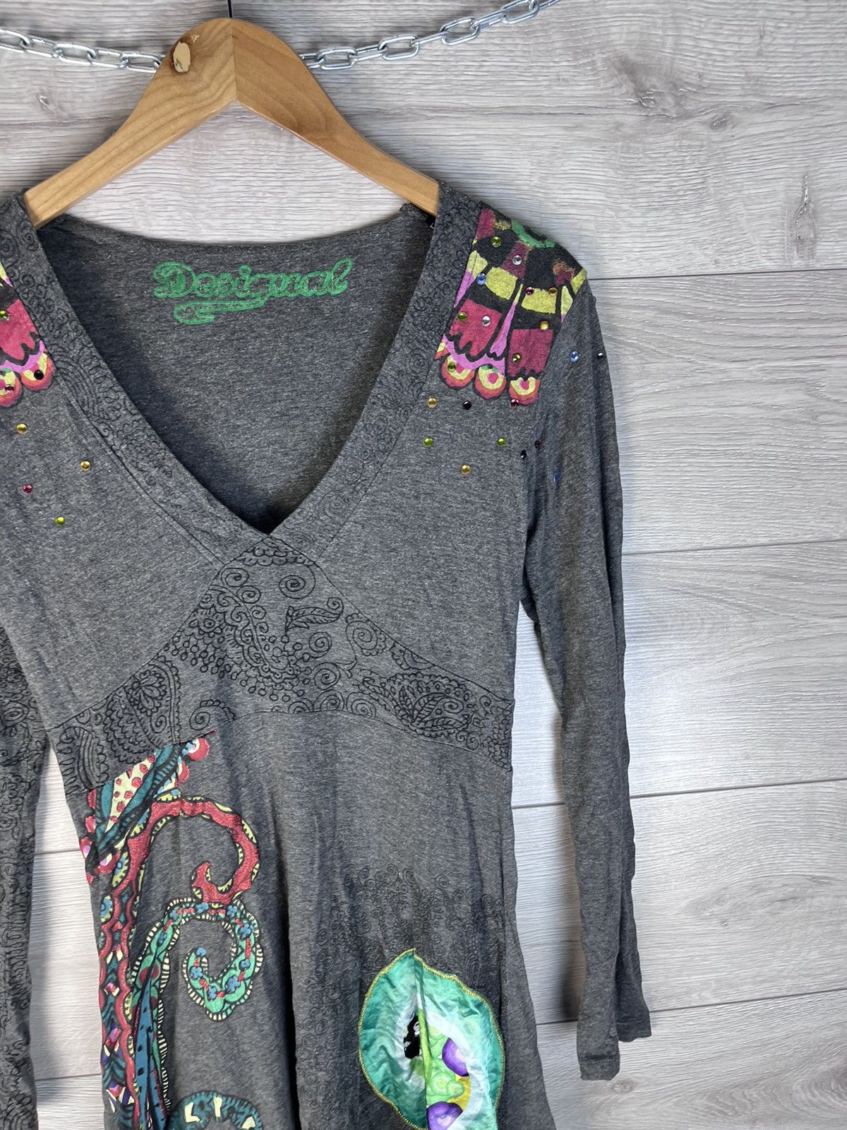Desigual Women dress Designer size L logo flowers Y2K Size L / US 10 / IT 46 - 2 Thumbnail