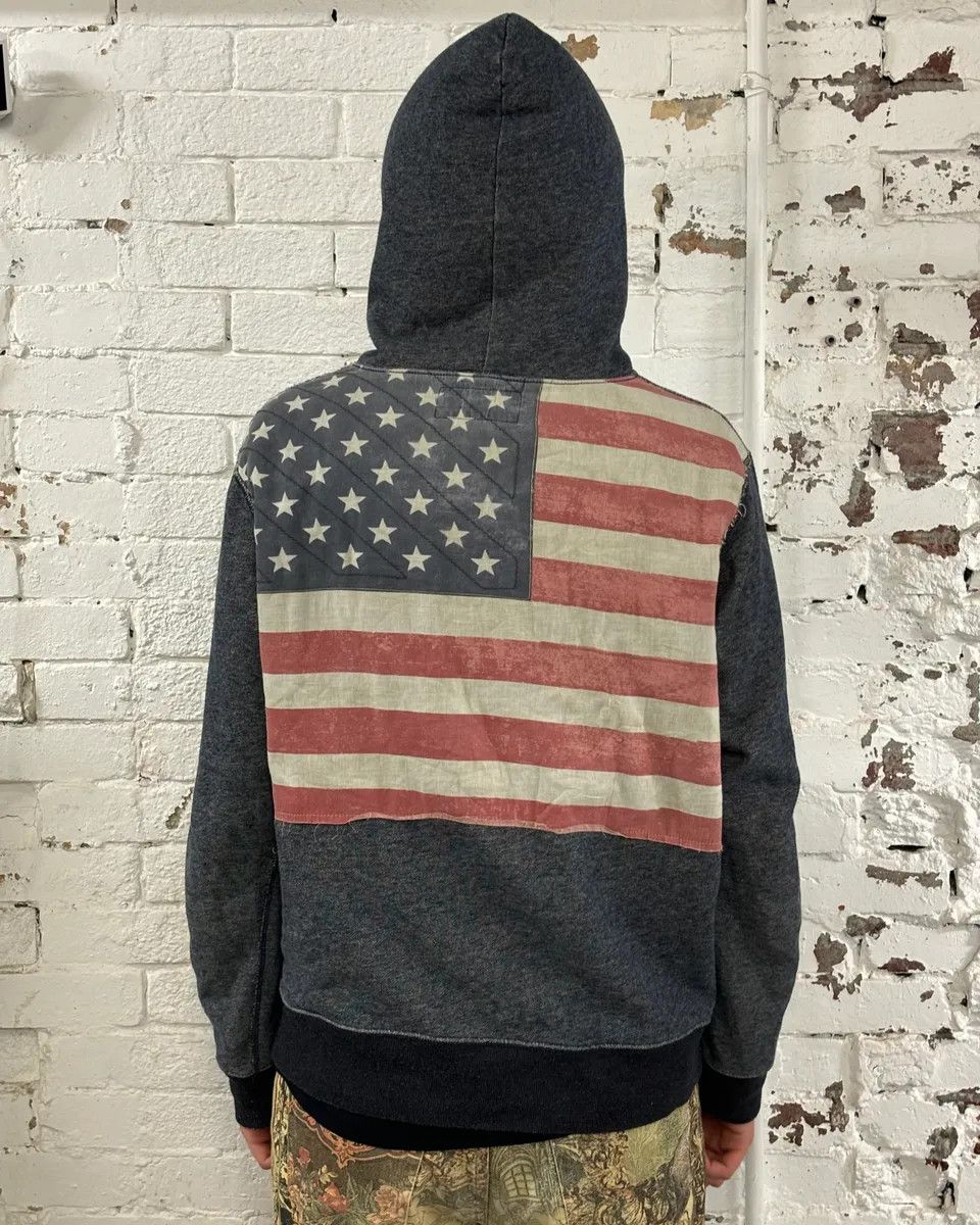 Polo Ralph Lauren 2010s Ralph Lauren Grey USA Flag Zip-up Hoodie Size US L / EU 52-54 / 3 - 4 Thumbnail