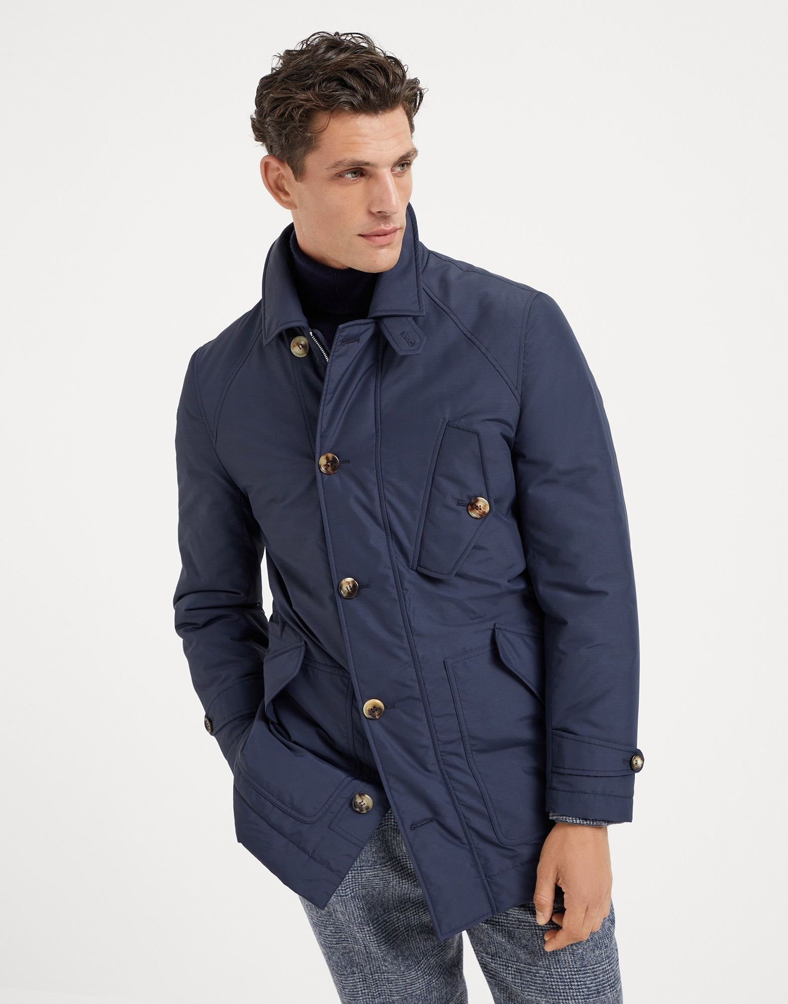 Brunello Cucinelli o1w1db10326 Wr Padded Jacket in Blue Size US L / EU 52-54 / 3 - 1 Thumbnail