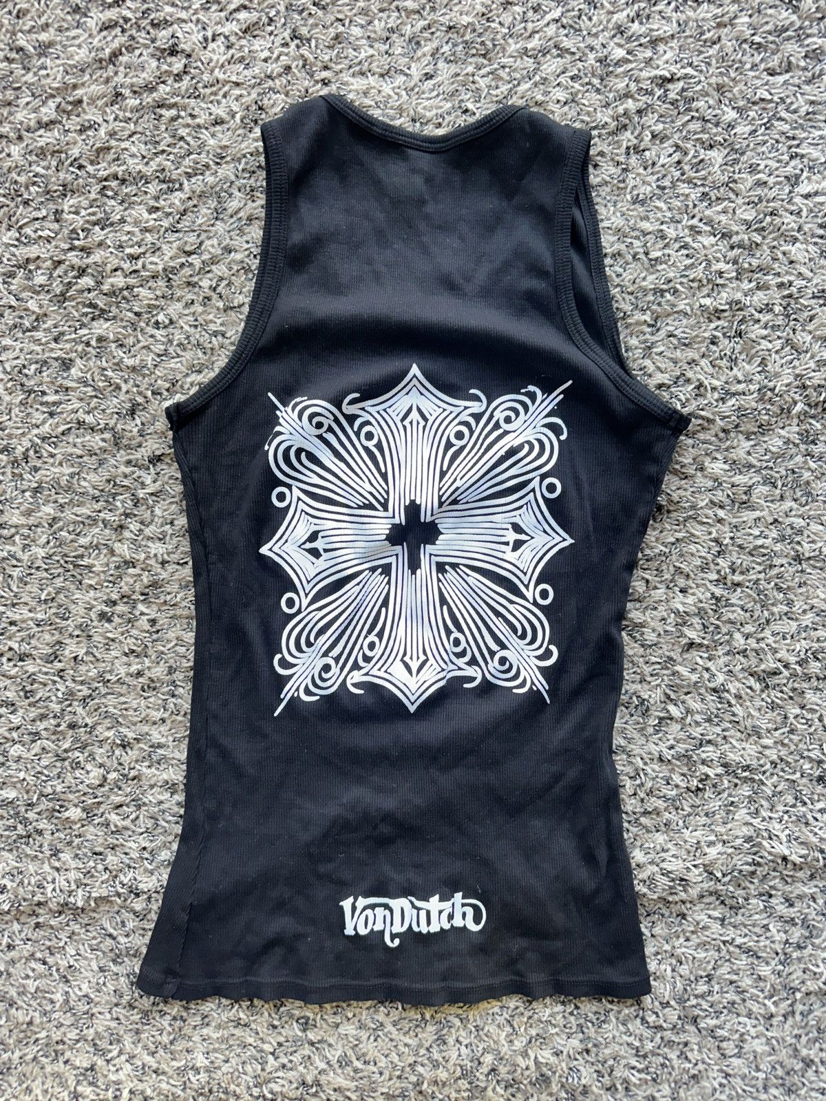 Von Dutch Von Dutch Black Ribbed Tank Top – Gothic Cross Graphic Size US L / EU 52-54 / 3 - 3 Thumbnail