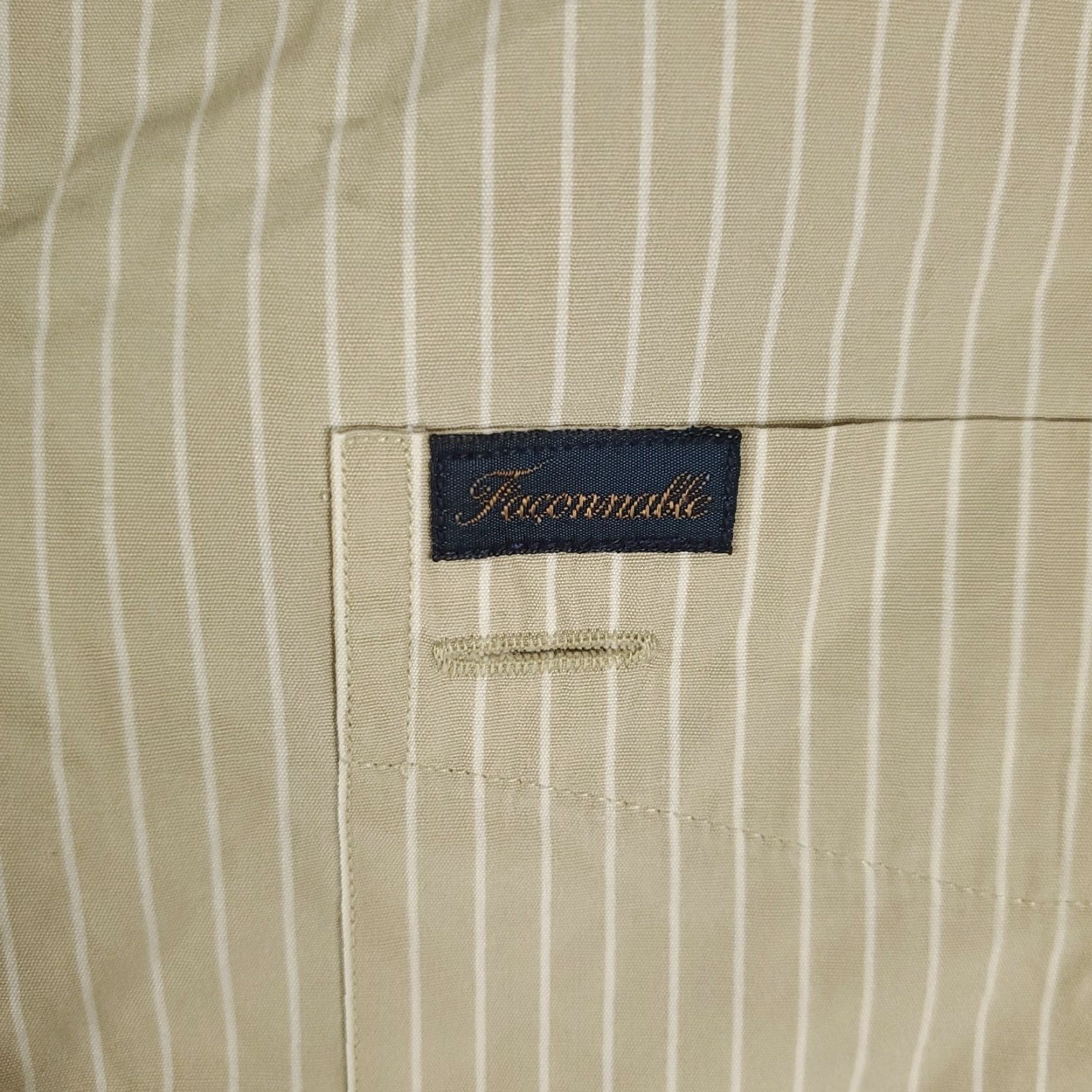 Faconnable VINTAGE Façonnable Shirt Mens Size Large Beige Striped Button-Up Long Sleeve Casual Business Formal Size US L / EU 52-54 / 3 - 2 Thumbnail