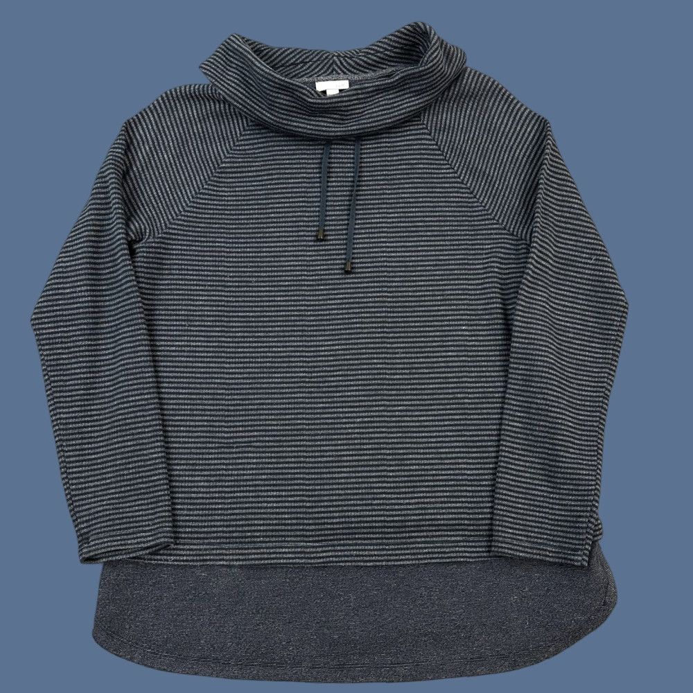J. Jill J Jill Fit Sweatshirt Women's Medium Blue Striped Cowl Neck Tunic Pullover Cozy Size M / US 6-8 / IT 42-44 - 1 Thumbnail