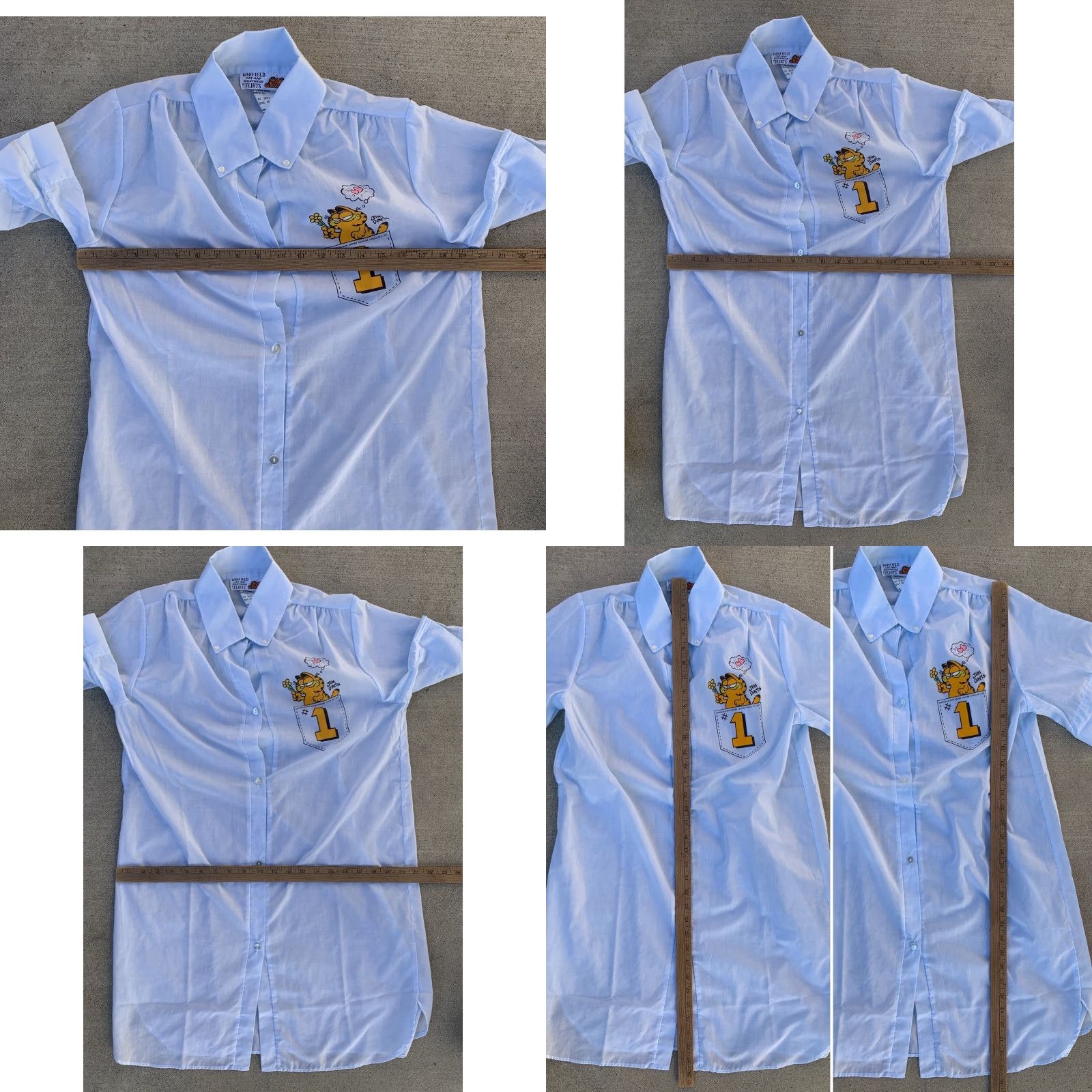 Vintage VINTAGE Flirts Shirt Adult 11 Blue Garfield Cat Nap Nightwear Button Front Collared Short Sleeve Sleepshirt Womens Size L / US 10 / IT 46 - 11 Thumbnail