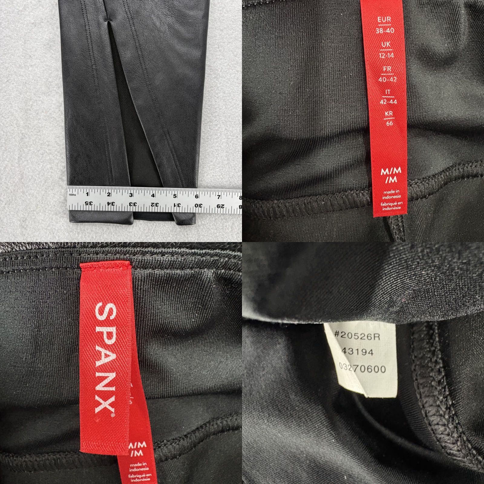 Spanx Spanx Black Faux Leather Front Slit Skinny Pants Womens Medium Pull On Stretch Slimming Shaping Size 32" / US 10 / IT 46 - 8 Thumbnail