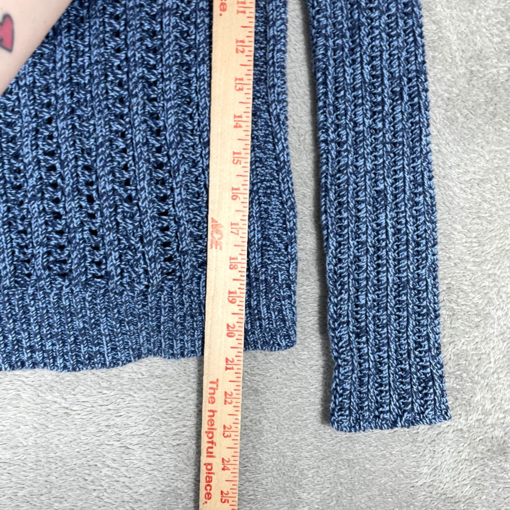 American Eagle Outfitters VINTAGE American Eagle Hoodie Sweater Womens XS Blue Marled Knit Hooded Y2K Bella Swan Size XS / US 0-2 / IT 36-38 - 7 Thumbnail