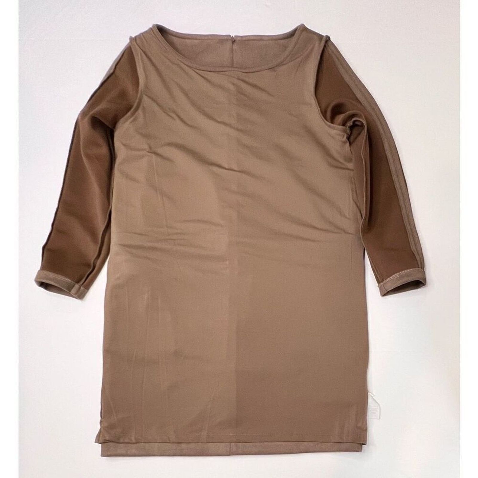 Ann Taylor Ann Taylor Seamed Faux Suede Brown Shift Dress 8P Petites Size M / US 6-8 / IT 42-44 - 9 Thumbnail