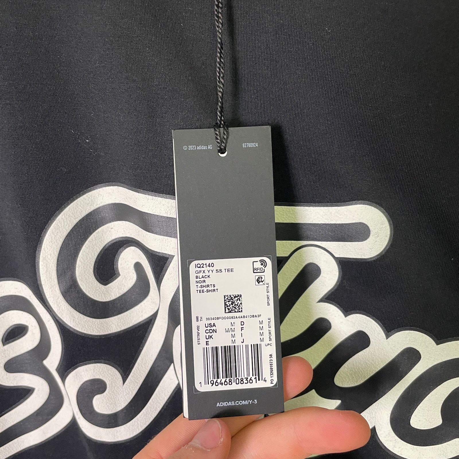 Adidas Y-3 graphic script logo font t shirt NWT