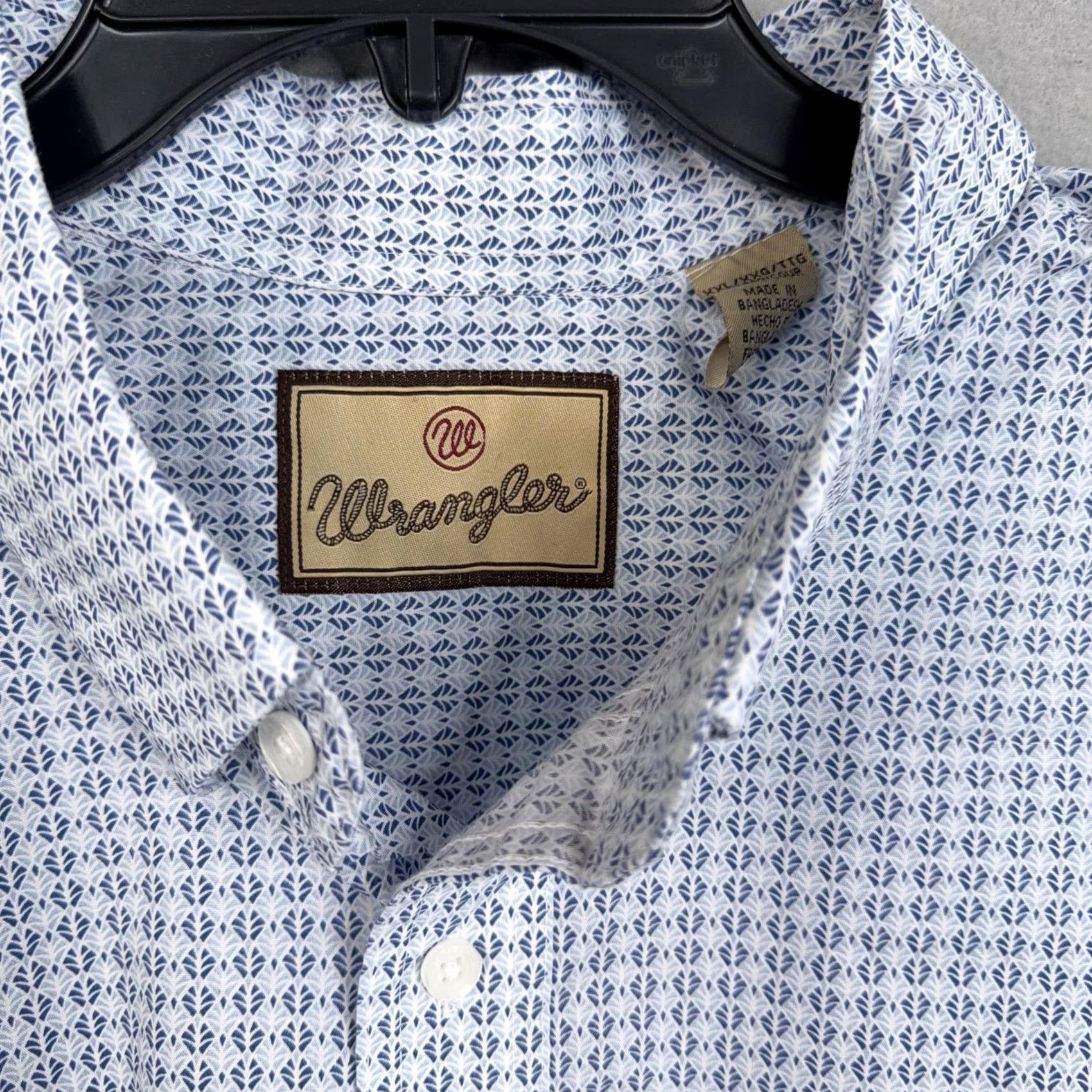 Wrangler Wrangler Shirt Mens 2XL Blue Geometric Print Casual Western Ranch Workwear Shirt Mens 2XL Blue Geometric Print Wrangler Size US XXL / EU 58 / 5 - 4 Thumbnail