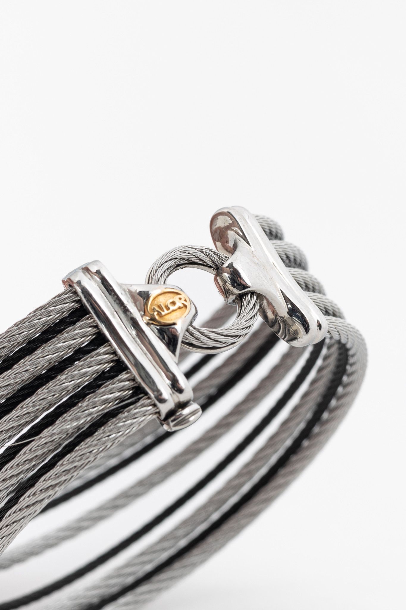 Other ALOR Steel & 18k White Gold Black 9-Row Cable Bangle Size ONE SIZE - 3 Thumbnail