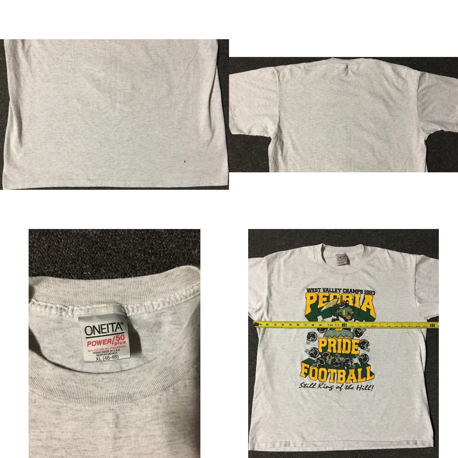 Champion VINTAGE 90s Peoria School Panther Football Champions Faded Shirt XL Gray Nike? Size US XL / EU 56 / 4 - 8 Thumbnail
