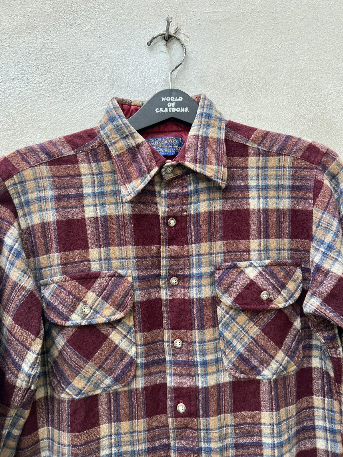 Flannel Vintage 70s Pendleton Shadow Plaid Wool Flannel Shirt Size US M / EU 48-50 / 2 - 8 Thumbnail