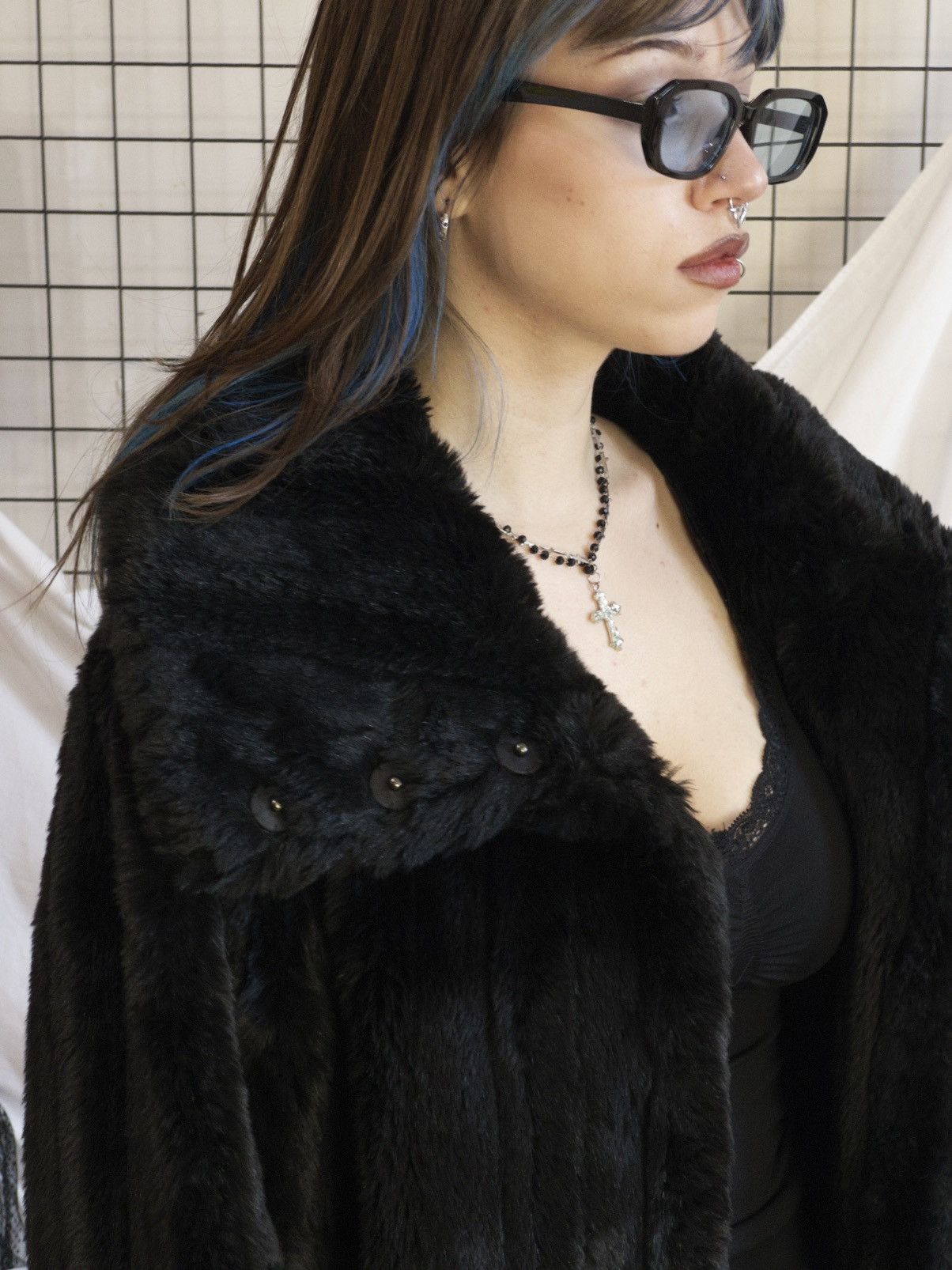 Vintage Black faux fur coat Size S / US 4 / IT 40 - 5 Thumbnail