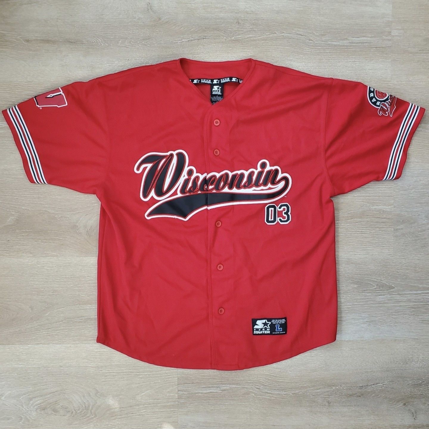 Starter Vtg Wisconsin Badgers Starter Baseball Jersey NCAA Y2K Red Size US L / EU 52-54 / 3 - 2 Thumbnail