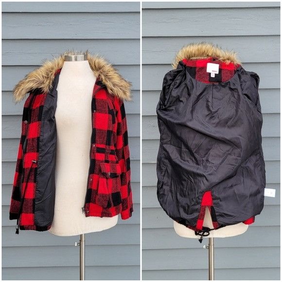 Vintage Vintage 90s Y2k Bongo Buffalo Check Plaid Red Black Faux Fur Size S / US 4 / IT 40 - 3 Thumbnail