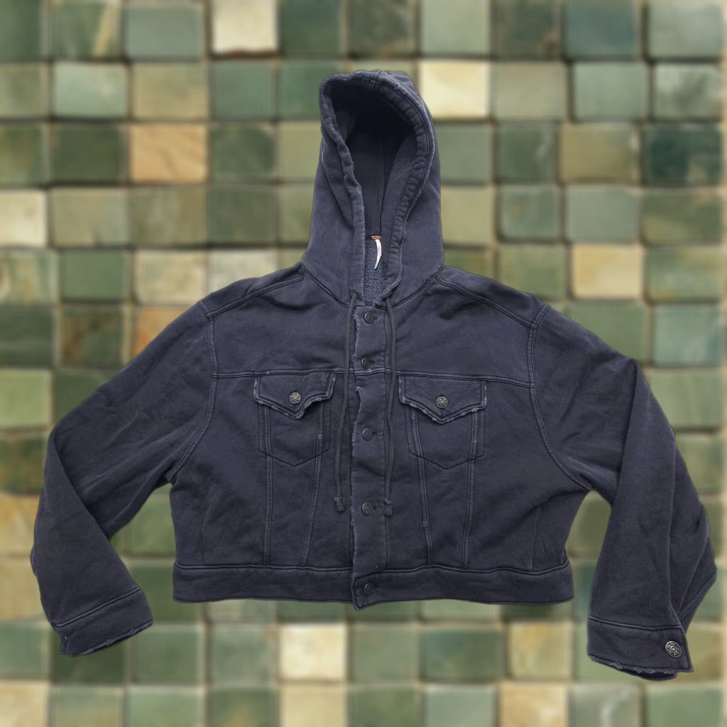 Free People Free People Dreamer Hooded Cropped Jacket Womens Medium Charcoal Button Hoodie Size M / US 6-8 / IT 42-44 - 1 Thumbnail