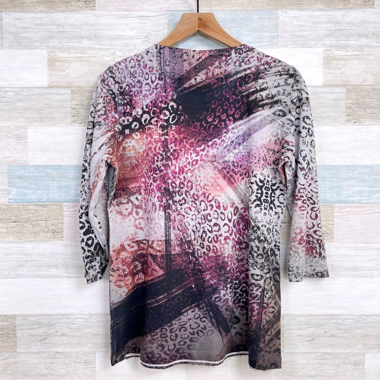 Other Chicos Sequin 3/4 Sleeve Top Purple Black Womens Medium 1 Size M / US 6-8 / IT 42-44 - 3 Thumbnail
