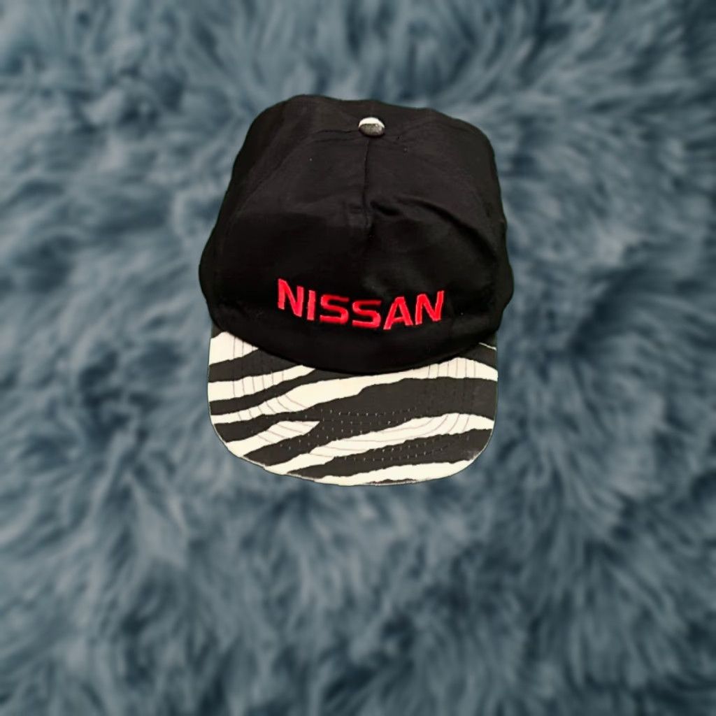 Logo 7 VINTAGE Nissan SnapBack Hat Zebra Stripe VTG 80s 90s USA Cars Hip Hop Sports Adjustable One Size Black Men Mens Size ONE SIZE - 1 Thumbnail