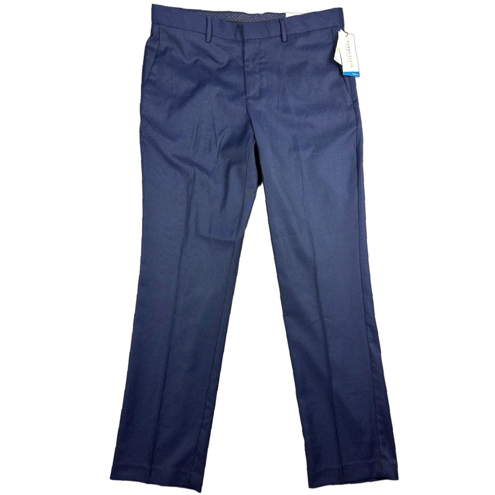 Perry Ellis Perry Ellis Portfolio Dress Pants Mens 34x32 Navy Slim Fit Tapered Straight Leg Chino Work Formal Business NWT Size US 34 / EU 50 - 1 Thumbnail
