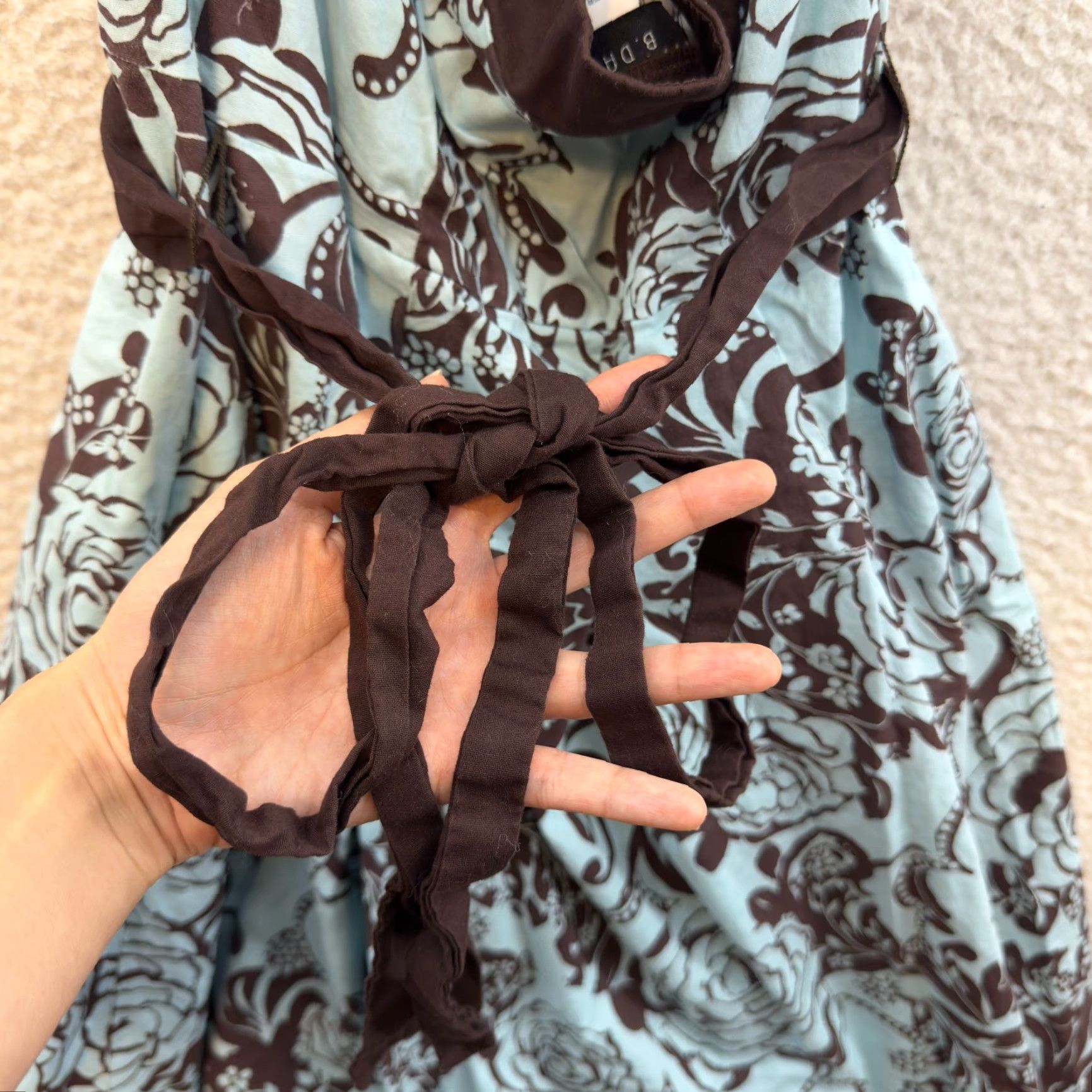 Vintage VINTAGE B. Darlin Halter Dress A-Line Tulle Boho Grunge Blue Brown L Women’s/Junior’s 11/12 Fibers N/A Size L / US 10 / IT 46 - 4 Thumbnail