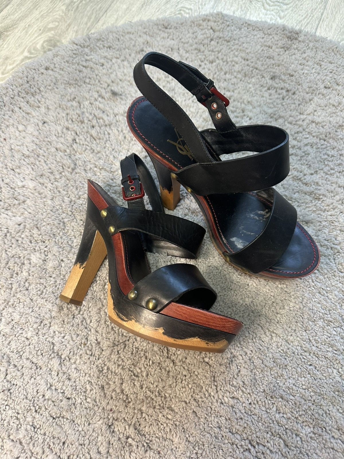 Yves Saint Laurent Saint Laurent Black Leather Platform Size US 7 / IT 37 - 1 Thumbnail